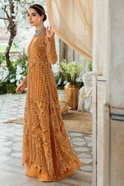 New Mustard Silk Net Embroidered Pishwas Pakistani Eid Wear