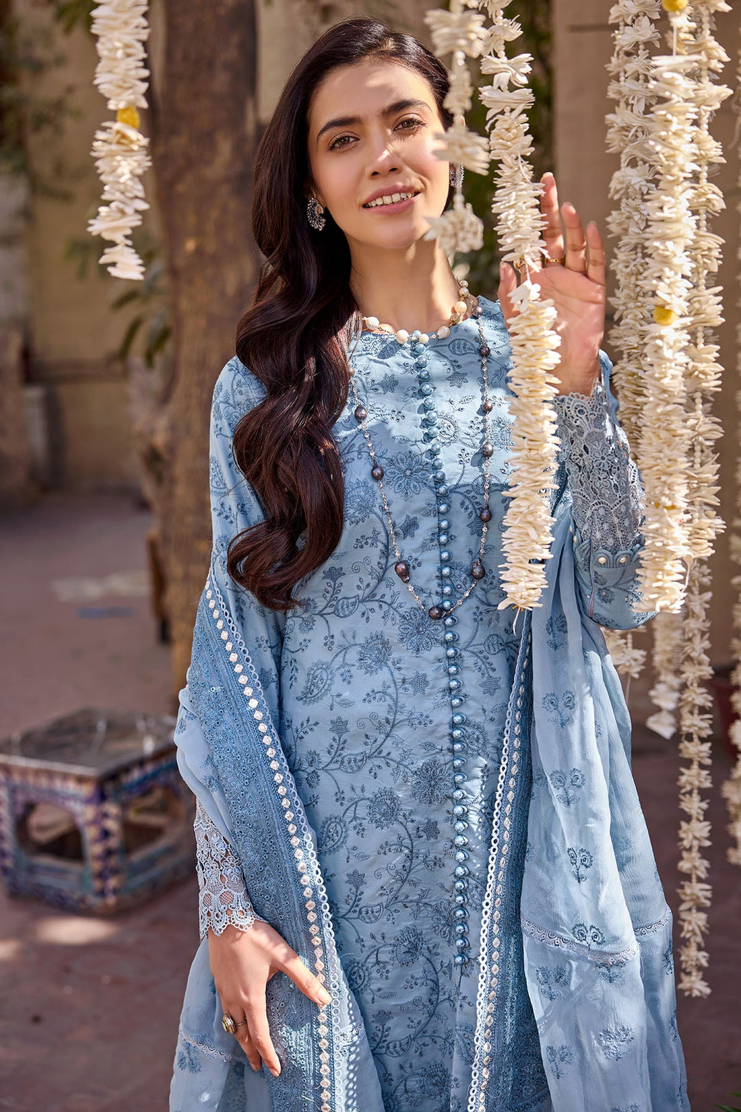 New Navy Blue Embroidered Shirt with Capri Pakistani Eid Dress 2023