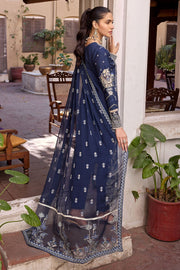 New Pakistani Eid Dress in Blue Embroidered Long Kameez Trousers 2023