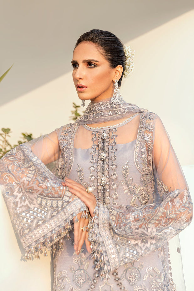 New Pakistani Embroidered Heather Purple Kameez Capri Party Wear