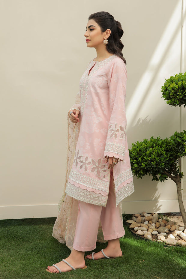 New Pakistani Pink Short Kameez With Trousers Party Wear 2023