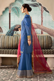New Pakistani Royal Blue Kurti Trousers with Dupatta wedding Party Wear 2023
