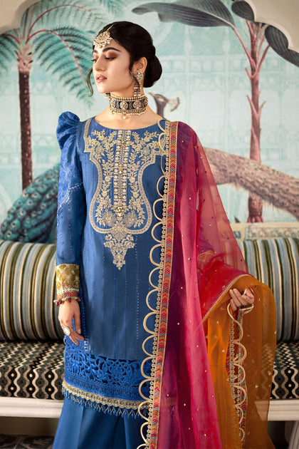Buy Pakistani Royal Kurti Sharara Party Dress 2023 – Nameera by Farooq