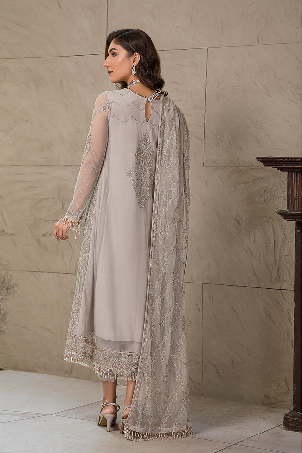 New Pakistani Silver Embroidered Long Kameez with Capri Party wear
