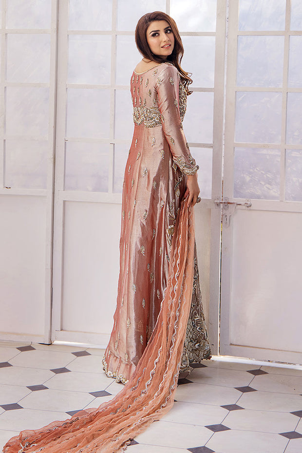 New Pakistani Tea Pink Hand Embellished Bridal Gown Wedding Dress 2023