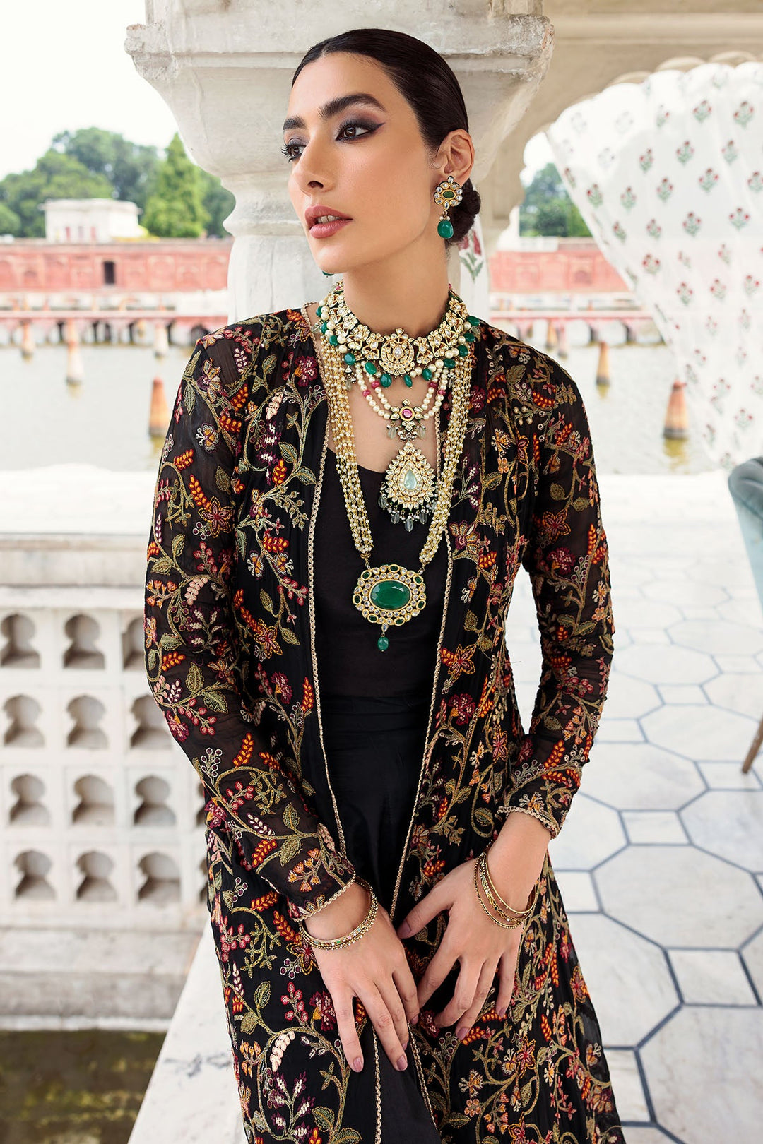 New Pakistani Traditional Embroidered Black Gown with Dupatta 2023