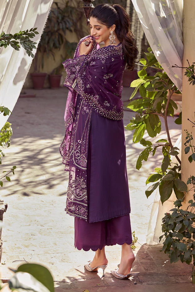 New Pakistani Traditional Purple Long Kameez with Capri Eid Dress