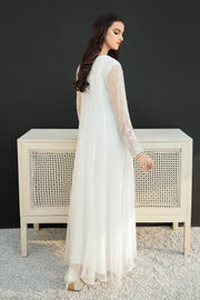 New Pakistani White Embroidered Long Frock Party Wear 2023