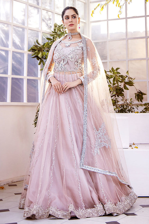 New Pastel Pink Hand Embellished Pishwas with Dupatta Pakistani Bridal Dress 2023