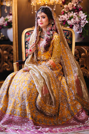 New Premium Pakistani Yellow Embroidered Lehenga Choli with Gold Dupatta 2023