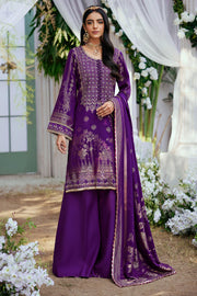 New Purple Embroidered Kameez and Trousers Pakistani Eid Dress 2023