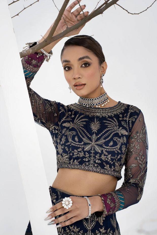 New Royal Pakistani Blue Embroidered Lehenga Choli Wedding Dress 2023