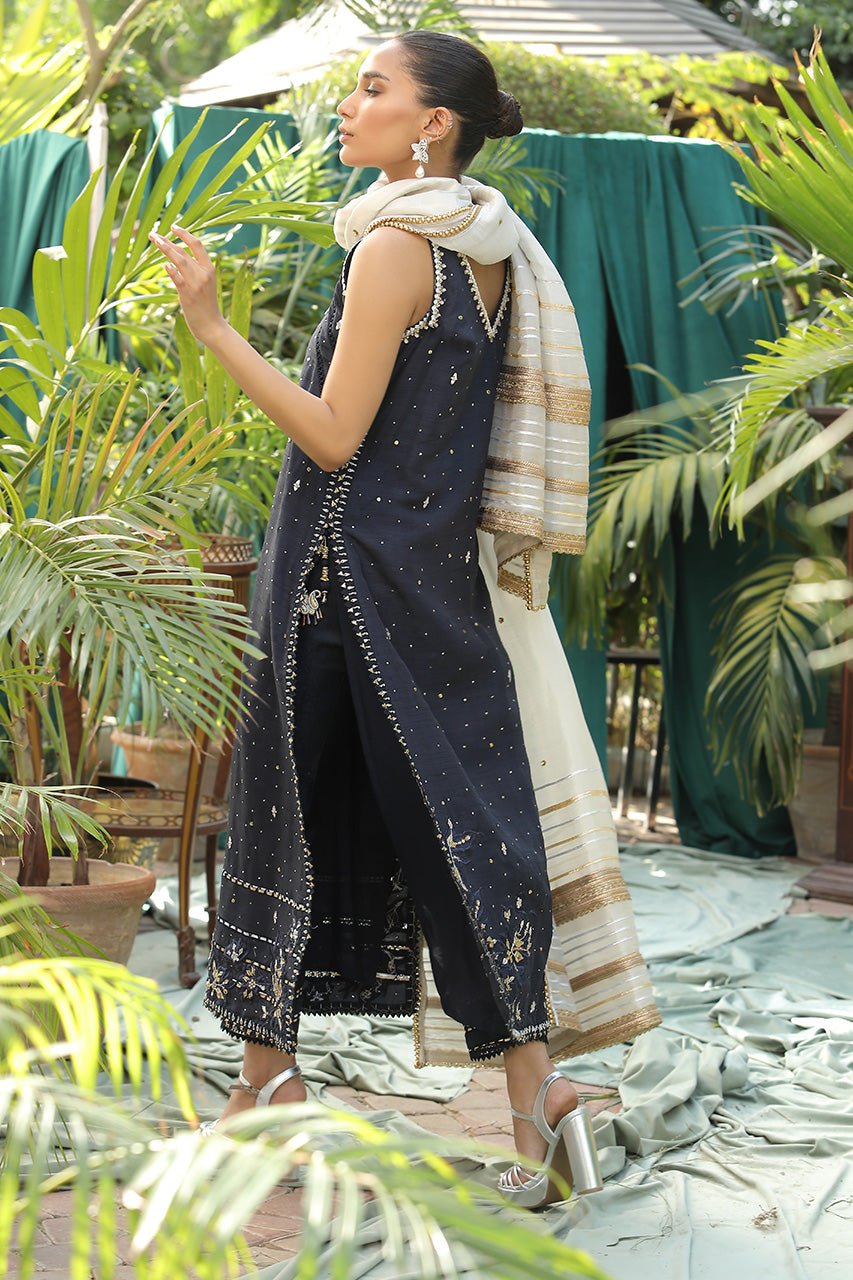 New Royal Pakistani Embroidered Blue Kurta Salwar Wedding Dress