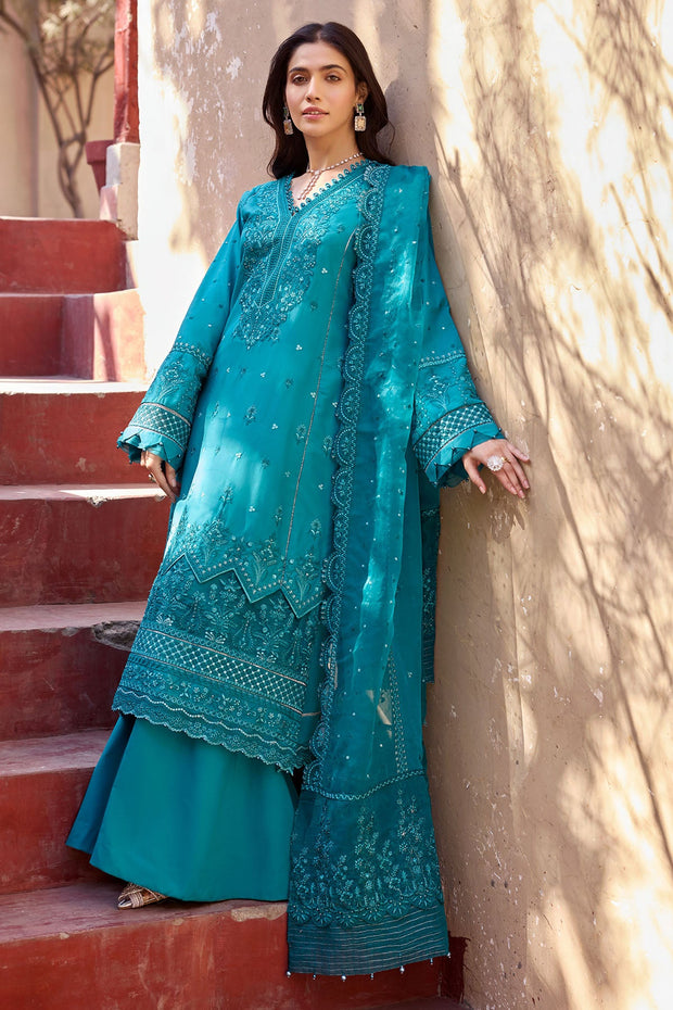 New Sea Green Embroidered kameez and Trousers Pakistani Eid Dress 2023