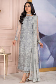 New Silver Long Kameez and Capri Pakistani Embroidered Party Dress 2023