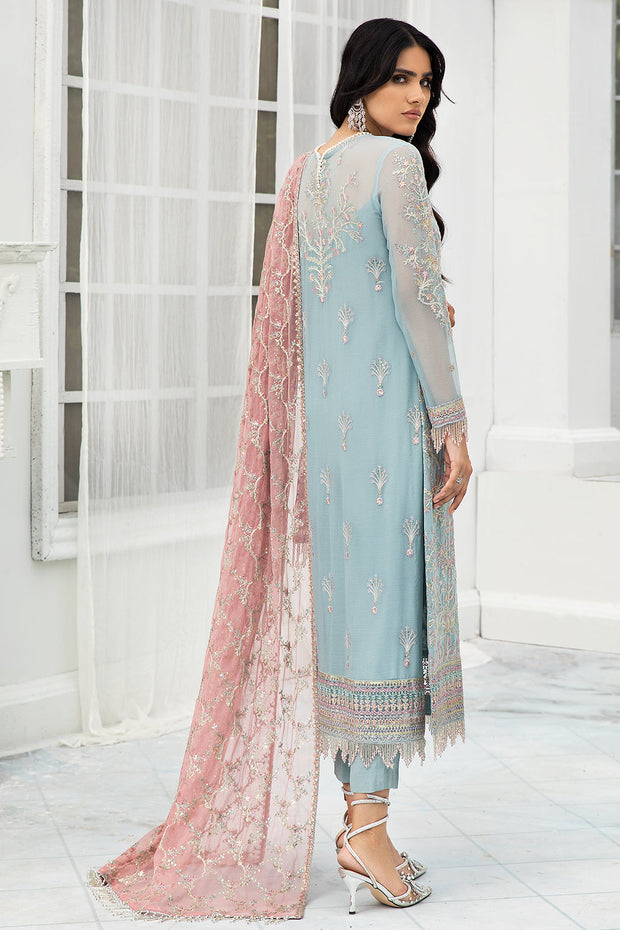 Buy Sky Blue Kameez Trousers Pink Dupatta Party Wear SMALL Buy Sky Blue Kameez Trousers Pink Dupatta Party Wear SMALL