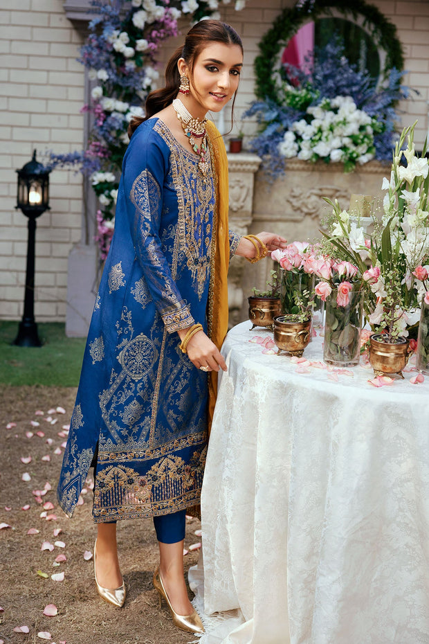 New Teal Blue Pakistani Embroidered Kameez Trousers Eid Dress 2023