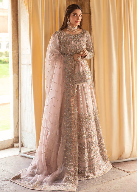 New Traditional Pakistani Pink Pishwas Dupatta Wedding Dress