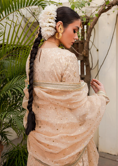 Nude Pink Gold Shirt Salwar Pakistani Wedding Dresses 2023