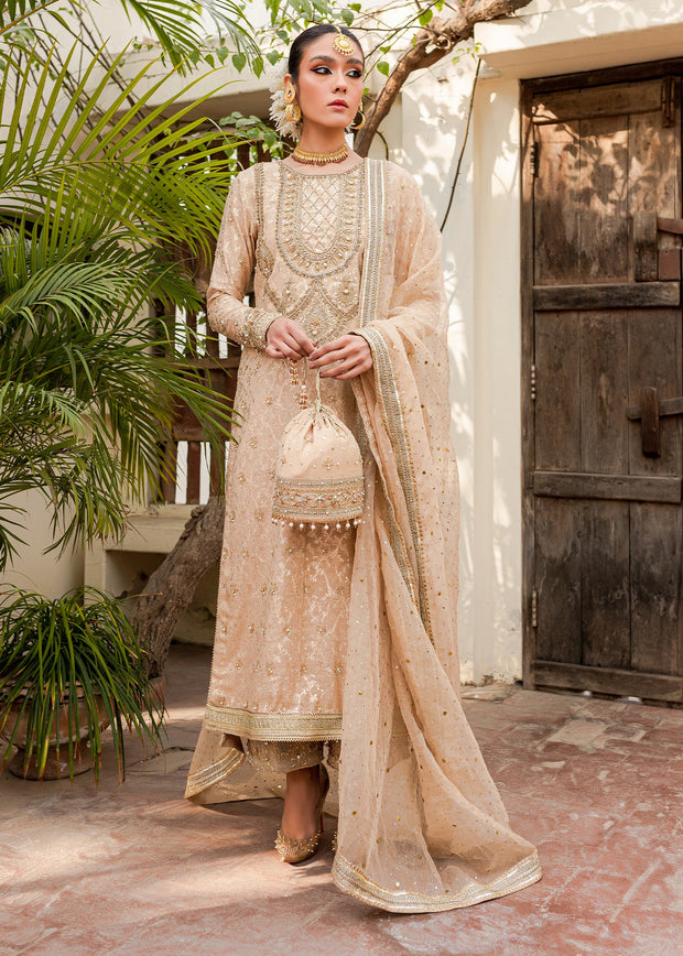 Nude Pink Gold Shirt Salwar Pakistani Wedding Dresses Nameera by Farooq Nude Pink Gold Shirt Salwar Pakistani Wedding Dresses Nameera by Farooq