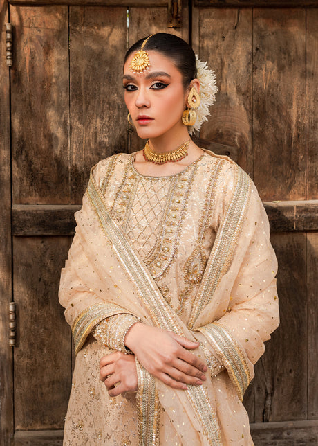 Nude Pink Gold Shirt Salwar Pakistani