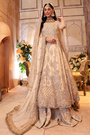Off-White Pakistani Bridal Frock with Lehenga Dress Online