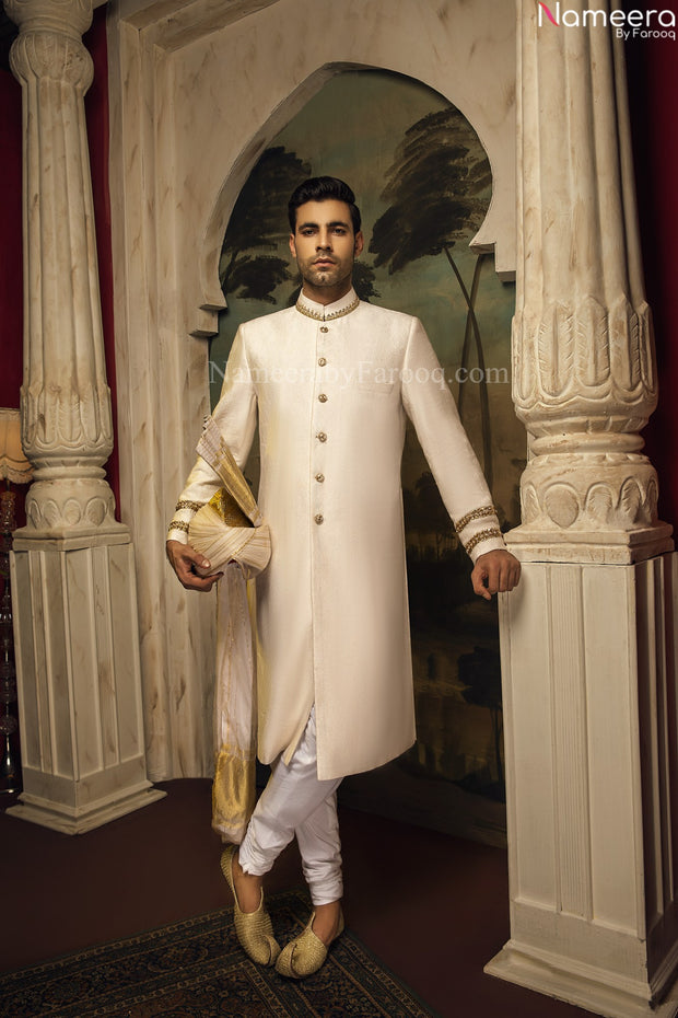 Off-white Sherwani for Groom