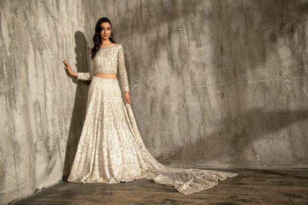 Off White Lehenga Choli Bridal Dress