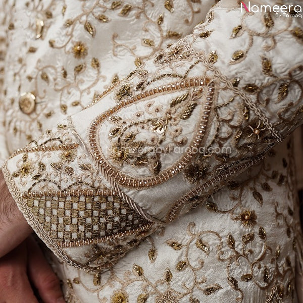 Off White Sherwani for Groom 2021 Online Shopping Zoom Picture