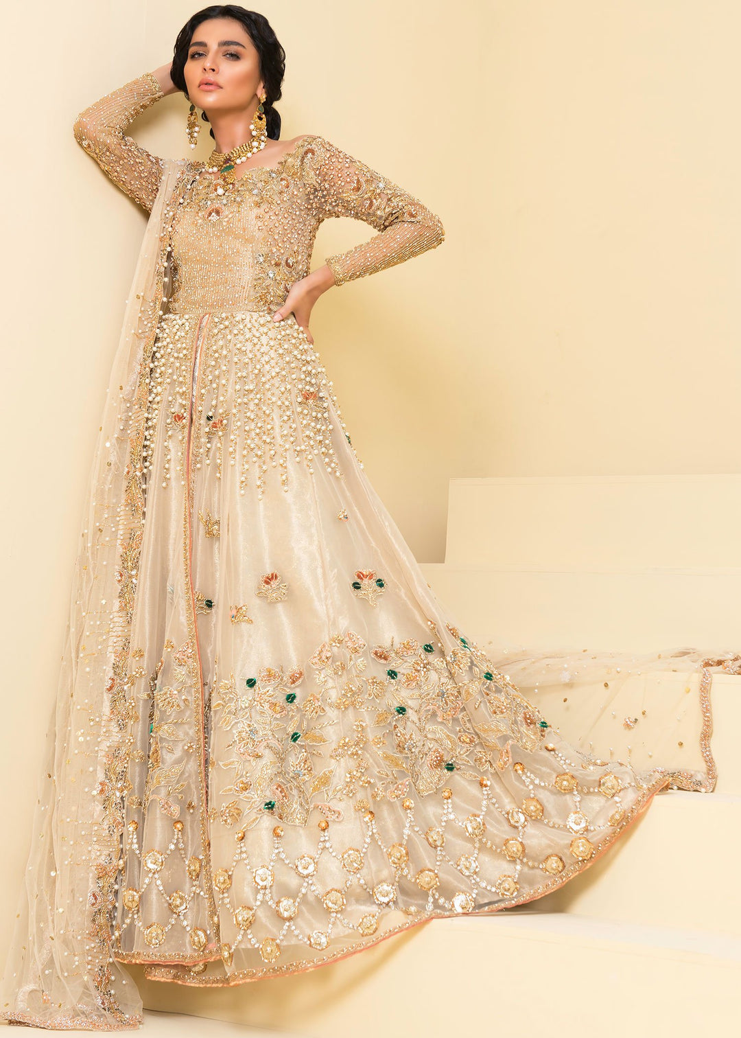 Stunning Off White Lehenga For Reception