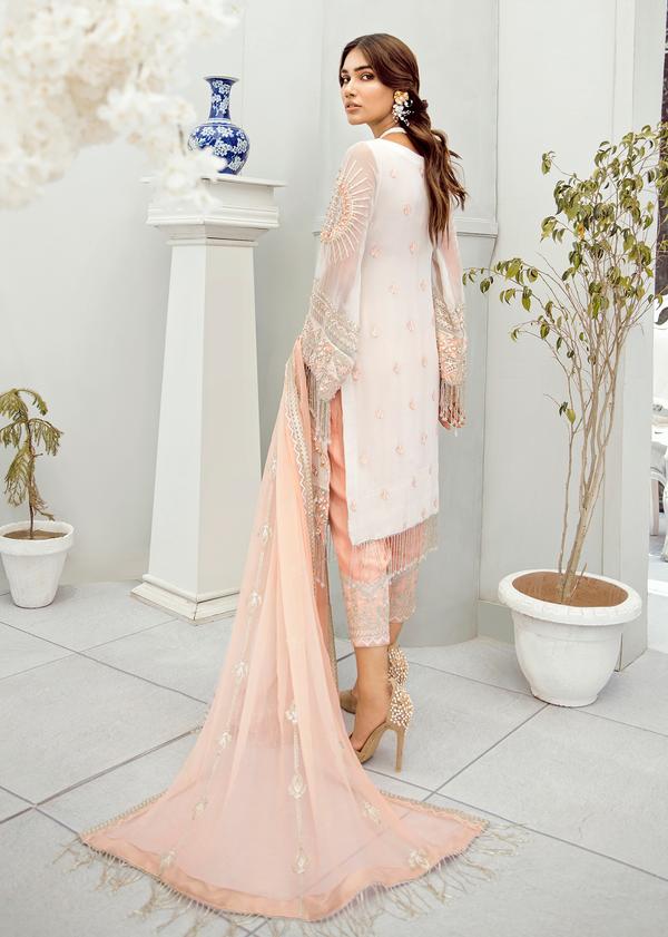 Online chiffon Dress in white color 