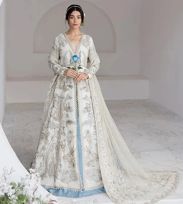 Open Pishwas Frock and Lehenga Pakistani Bridal Dress