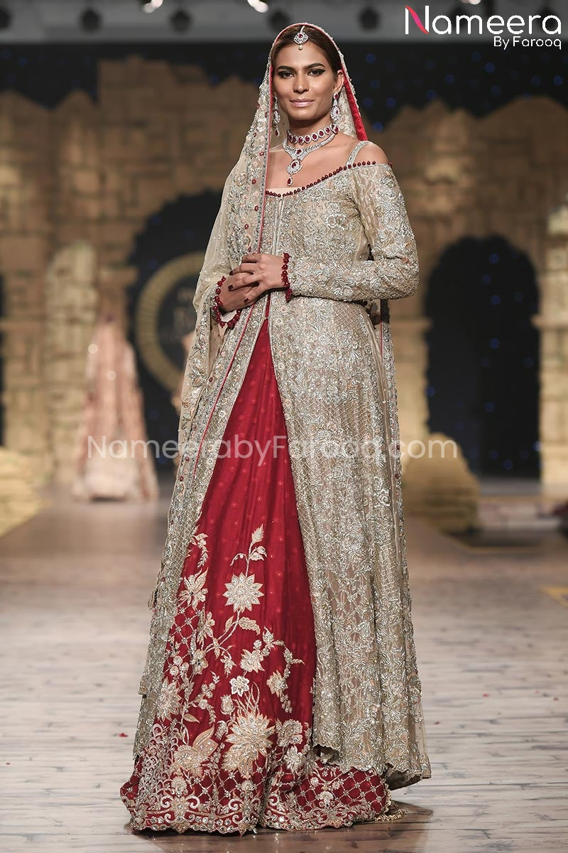 silver and red bridal dress Red Wedding Dresses Beaded V-Neck Long Sleeves Satin Bridal Gowns Court Train==