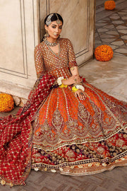 Orange Bridal Lehenga and Angrakha Frock Mehndi Dress Online
