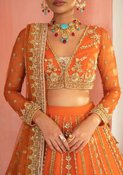Orange Color Lehenga Choli for Pakistani Mehndi Wear 2022