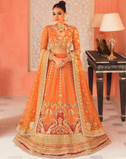 Orange Color Lehenga Choli for Pakistani Mehndi Wear