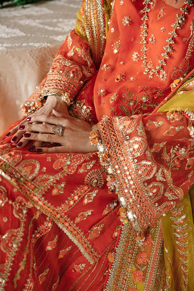 Orange Dress Pakistani in Gharara Kameez Style
