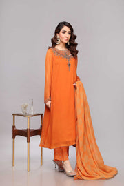 Orange Dress Pakistani in Kameez Trouser Dupatta Style