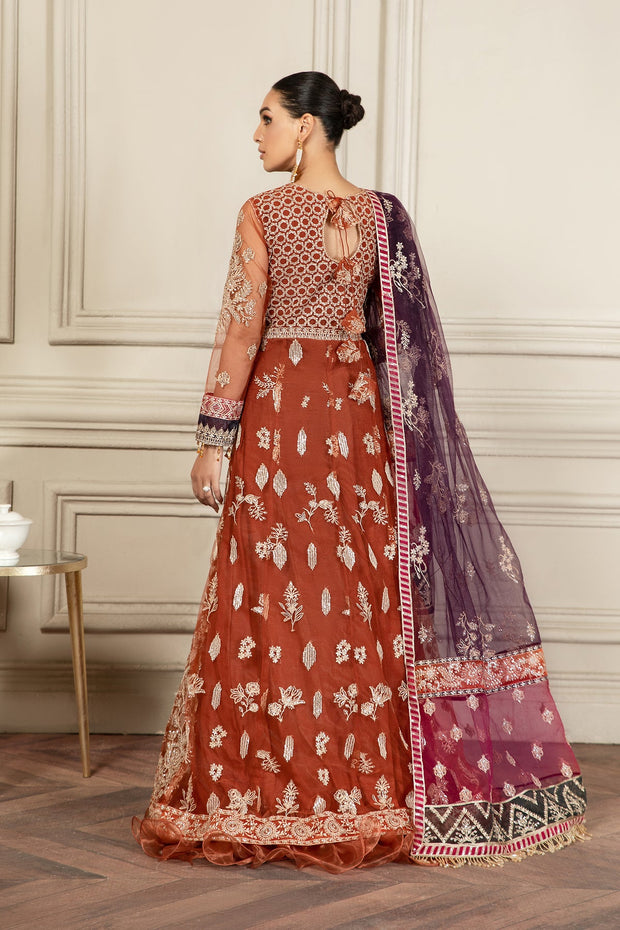 Orange Dress Pakistani in Royal Pishwas Frock Style Online