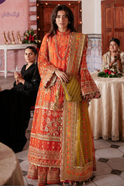 Orange Dress Pakistani in Wedding Gharara Kameez Style