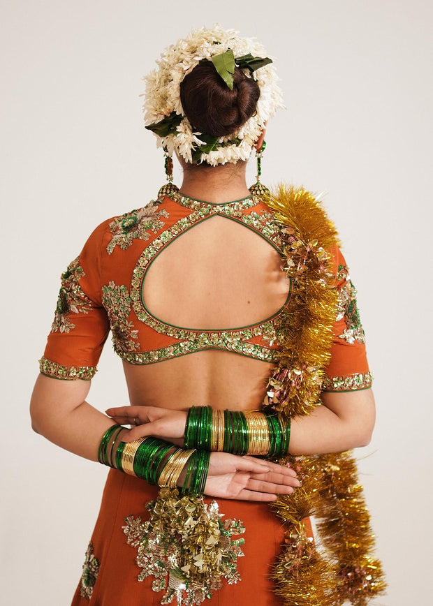 Orange Lehenga Choli Bridal Wedding Dress