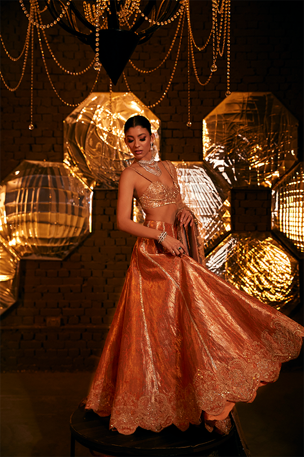 Orange Lehenga Choli Dress for Indian Bridal Wear 2022