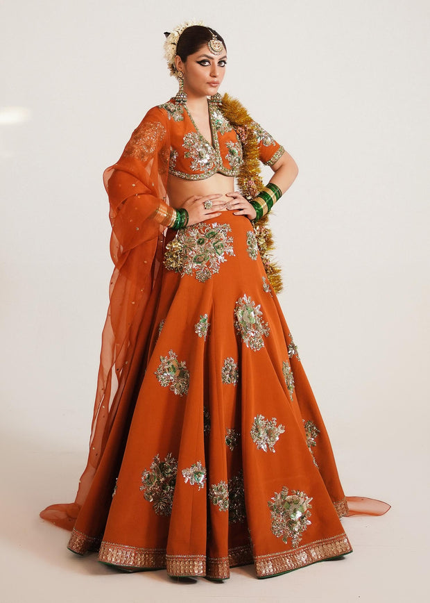 Orange Lehenga Choli Dupatta Bridal Wedding Dress