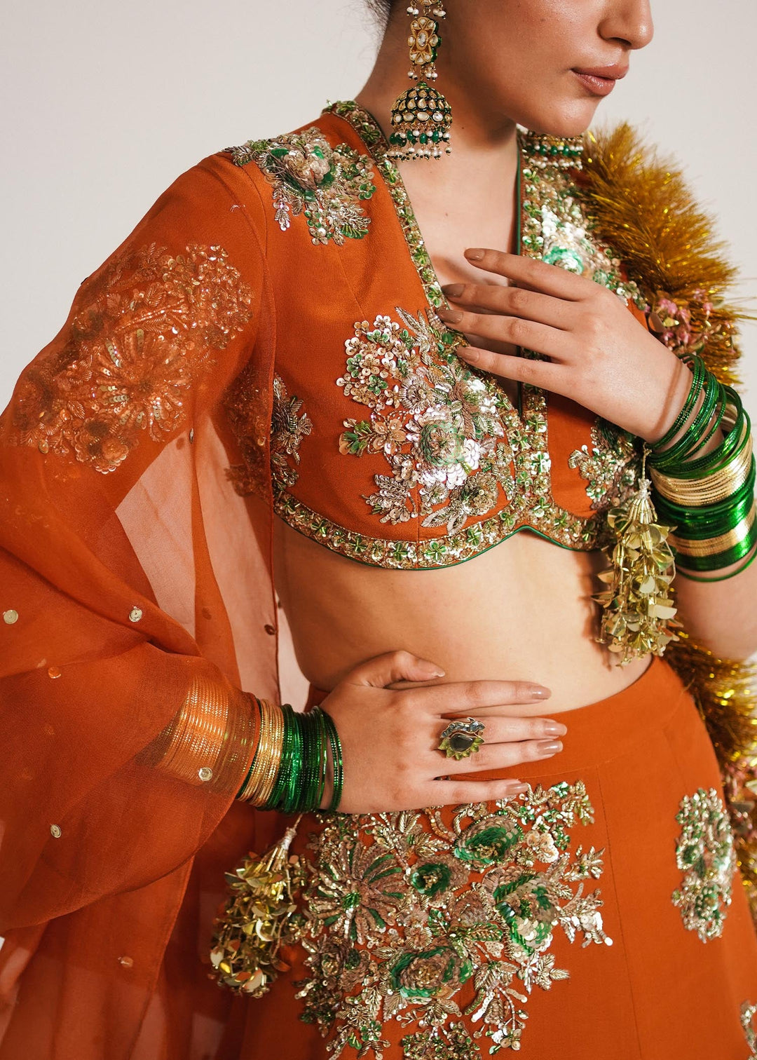 Gorgeous Orange Pakistani Bridal Lehenga Choli for Weddings