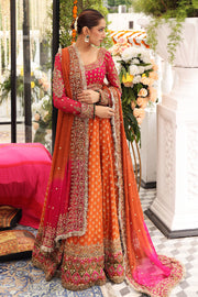 Orange Lehenga Skirt With Choli Pakistani Mehndi Wear 2023