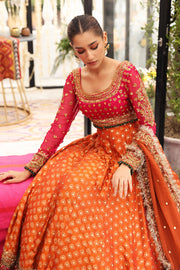 Orange Lehenga Skirt With Choli 