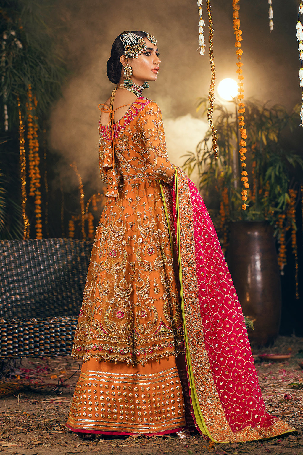 Orange Long Frock Lehenga