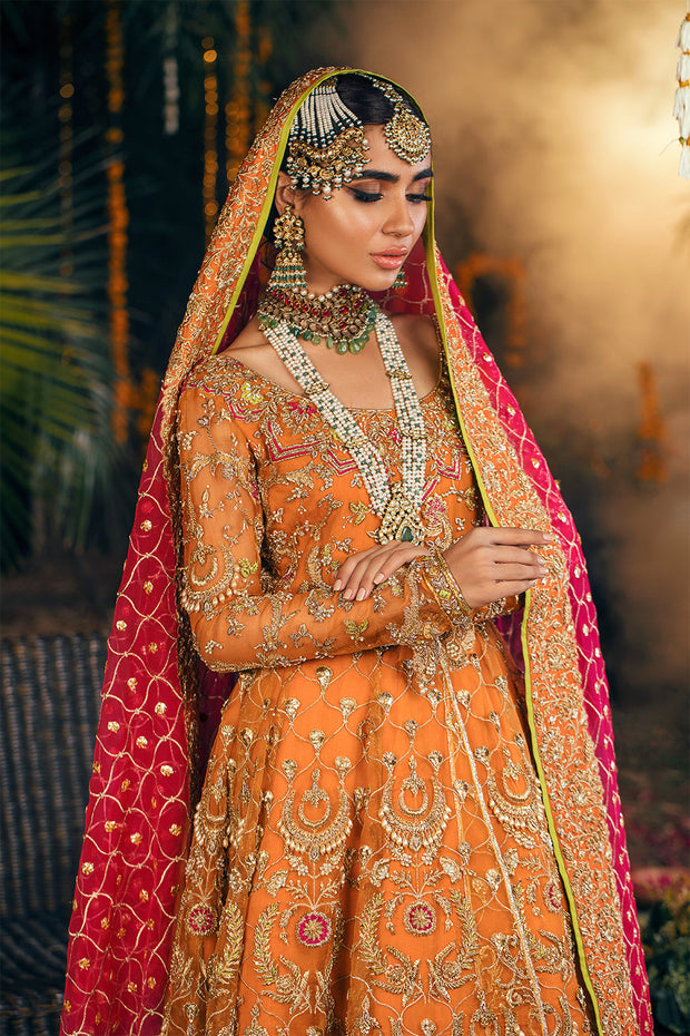 Orange Long Frock Lehenga for Pakistani Bridal Dresses 2023