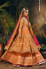 Orange Long Frock Lehenga for Pakistani Bridal Dresses