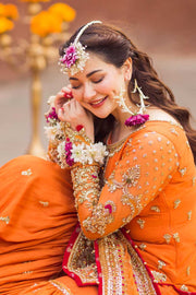 Orange Sharara Shirt Bridal Pakistani Mehndi Dresses 2023